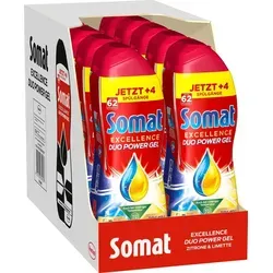 SOMAT Excellence Duo Power Gel Zitrone & Limette 10er Set (10 x 62 Spülgänge) – Spülmittel für die Spülmaschine, kraftvoll gegen Fett, wirks...