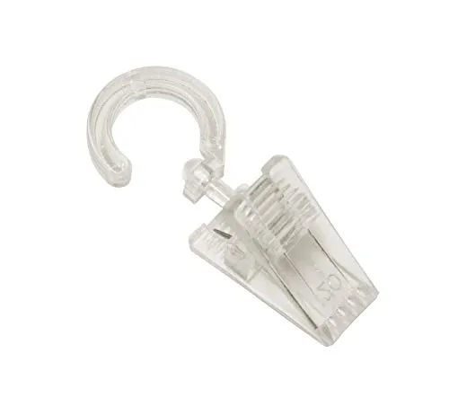 GARDINIA Haken mit Klammer für Gardinenringe Ø 28 mm, 6 Stück, Kunststoff, Transparent, Nicht Zutreffend, 164