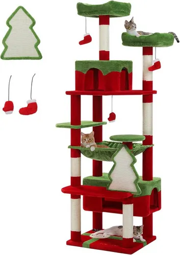 Purpurra Kratzbaum Katzenturm mit Hängematte und Katzenhöhle, 4 Höhen