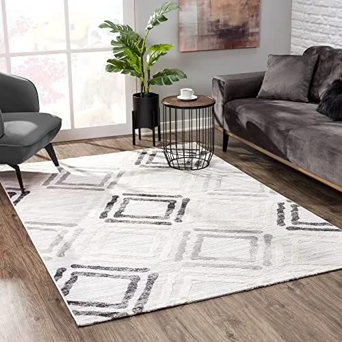 SANAT Evra Kurzflor Teppich 80x150cm - Modernes Design für jeden Raum - Vielseitiger Teppich für Wohnzimmer, Flur, Esszimmer und mehr. Robuste, schadstofffreie Qualität, ideal für Haushalte mit Kindern und Haustieren.