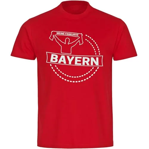multifanshop Herren T-Shirt - Bayern - Meine Fankurve - Druck weiß - Männer Größe L rot