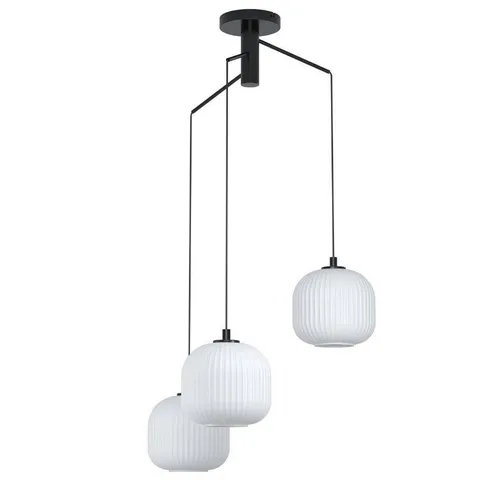 EGLO Hängelampe Mantunalle - 3-flammige Pendelleuchte für Esstische - Moderne 3-flammige Cluster Pendelleuchte aus Metall und weißem Glas, ideal für stilvolle Küchen und Esszimmer. Ein einzigartiges Design, das an ein Mobile erinnert und jeden Raum aufwertet.