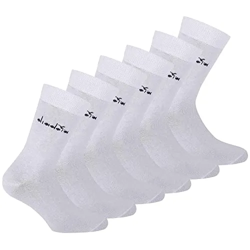 Diadora Unisex Socken, 6er Pack - Sportsocken, Baumwolle, Logo, einfarbig Weiß 43-46