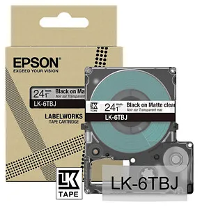 Epson Schrumpfschlauch LK-6TBJ schwarz auf matt transparent 24mm x 8m
