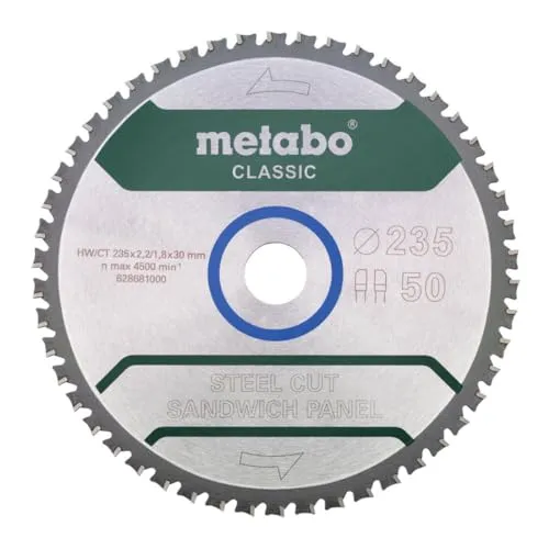 Metabo Sägeblatt SteelCutSandwichP Classic 235x30 - Kreissägeblatt für präzise Schnitte, bietet hervorragende Qualität und Langlebigkeit für professionelle Anwendungen.