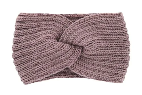 axy Damen Strick Stirnband mit Twist Knoten, Winter Haarband, Headband gestrickt Haarband (Graurosa)