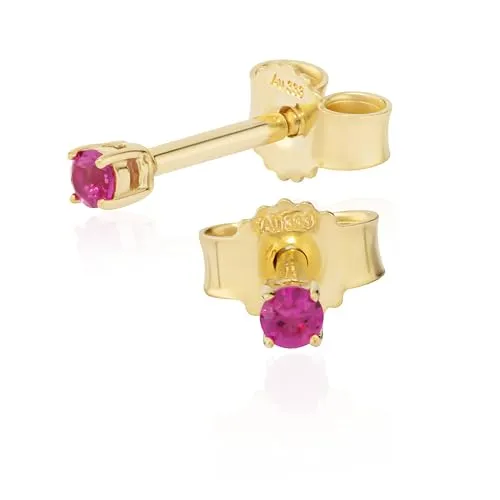 NKlaus Paar Ohrstecker Rubin 333 Gelbgold 8 Karat - Ohrringe für Damen mit polierten Rubinen in 333 Gelbgold, perfekt für elegante Anlässe und als stilvolles Geschenk.