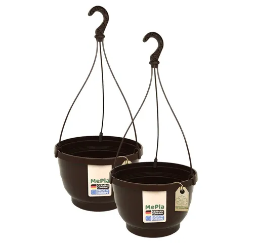 Heimwerkercenter Blumentopf MePla - 2 Stück Wetterfestes Ampel KOMET - ø20 cm - Braun