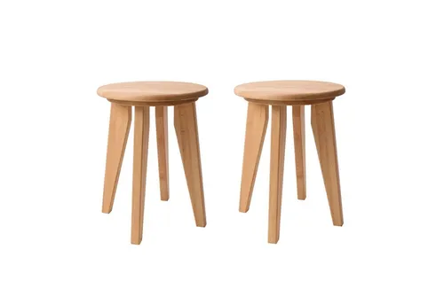 Krok Wood Hocker 2x Hocker Dresden aus Massivholz in Buche in braun von Krok Wood