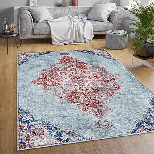 Paco Home Waschbarer Teppich Vintage Muster 140x200 cm in türkis von Paco Home