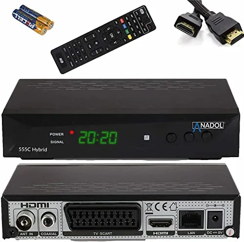 Anadol 555c - Hybrid DVB-T2 / DVB-C HDTV Kabel Receiver - PVR Aufnahmefunktion und Timeshift - Full HD Mediaplayer HDMI + USB - Digitaler Hybrid Receiver - lernbare Fernbedienung