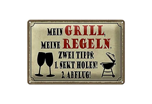 Roomando Metallschild Spruch 18x12cm mein Grill meine Regeln 2 Tipps
