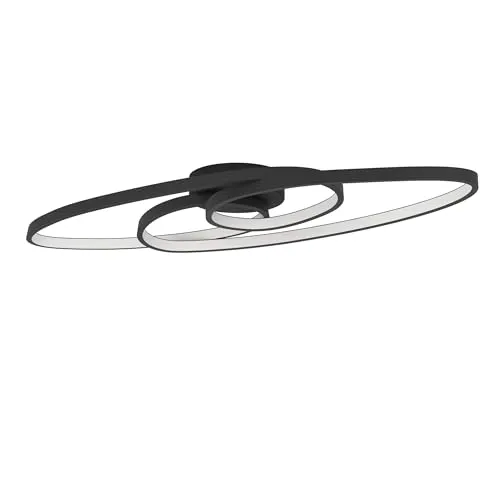 EGLO Deckenleuchte GIANELLA, dimmbar, LED Warmweiß - Moderne Deckenlampe aus schwarzem Metall und weißem Kunststoff, ideal für stimmungsvolle Beleuchtung mit 4400 Lumen, perfekt für Wohnräume.