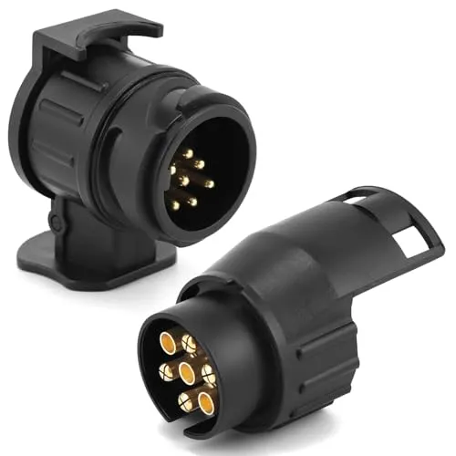 QWORK® 13 auf 7 polig und 7 auf 13 polig Set Anhängeradapter, 12V Wasserdicht Adapter Anhänger für Wohnwagen und Anhänger