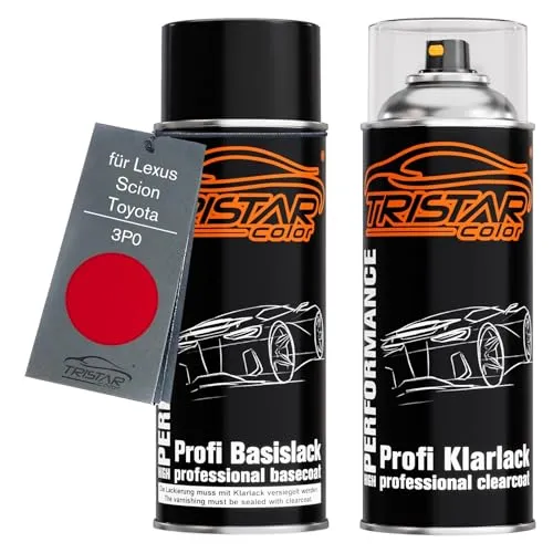 TRISTARcolor Autolack Spraydosen Set für Lexus/Scion/Toyota 3P0 Super Red/Absolutely Red Basislack Klarlack Sprühdose 400ml