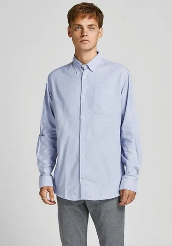 JACK & JONES Herren Jjeoxford Shirt L/S S21 Noos Hemd - Herrenhemden mit Button-Down Kragen, aus hochwertigem Material für optimalen Tragekomfort im Alltag, Slim Fit in Cashmere Blue.