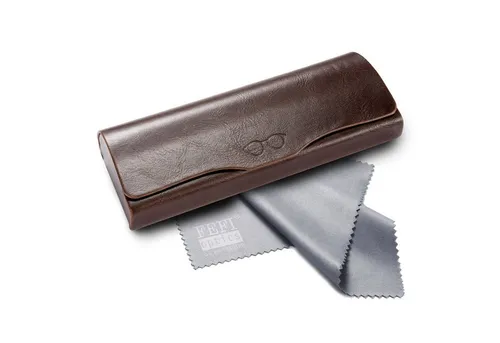 FEFI Brillenetui Klassisches Vintage in Leder-Optik - Brillenetuis: Hochwertiges Hardcover Etui mit Magnetverschluss und weichem Samtbezug, inklusive Mikrofasertuch für optimalen Schutz und Pflege Ihrer Brille.