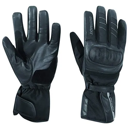 Germot Jacksonville Pro Motorradhandschuhe - Wasserdicht in Schwarz/Grau, Größe 9 - Hochwertige Motorradhandschuhe mit HIPORA® Klimamembrane, ideal für alle Wetterbedingungen. Ergonomisches Design und optimaler Schutz durch feste Schalen und Verstärkungen.