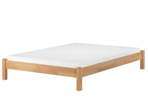 ERST-HOLZ Massivholzbett Niedriges Doppelbett Massivholzbett Buche 160 x 200 cm, Buche farblos lackiert