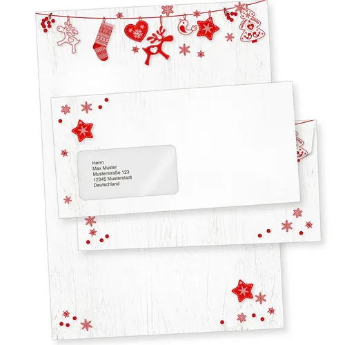 Sets Weihnachtsbriefpapier Julfest  mit Fensterumschläge 25