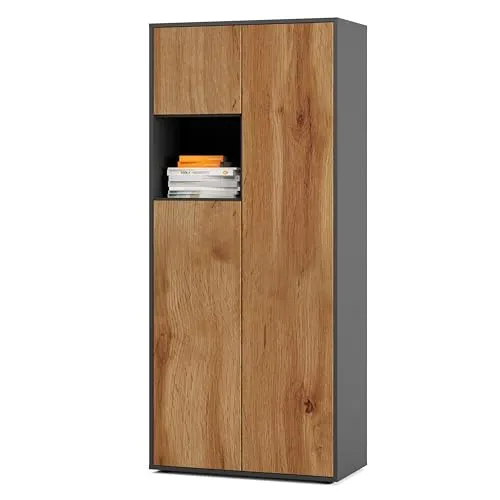 SIMPLYFURN Büroschrank Amira T10 in Anthrazit & Eiche Wotan von SIMPLYFURN