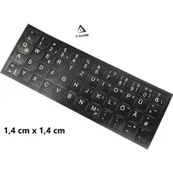 1,4 cm x 1,4 cm DEUTSCHE Tastaturaufkleber MATT 48 Tasten Selbstkleben kompatibel für Sony Laptop Notebook - Schwarz
