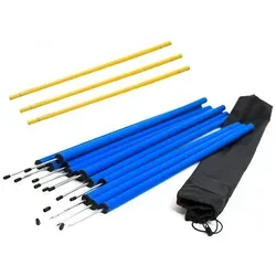 Hundetrainingsset: Slalomstangen und Hürden für Agility-Training - Tierspielzeug für aktiven Hundesport, fördert Geschicklichkeit und Teamarbeit mit stufenlos verstellbaren Hürden und 12 Slalomstangen.