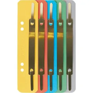 Leitz Heftstreifen 3701-00-99, farbig sortiert - Hänge- & Einstellmappen, 250 Stück aus Karton, ideal zum Abheften von Dokumenten bis A4, mit stabiler Metallabdeckleiste und praktischer Lochung für Ordner
