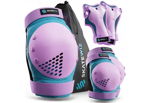 SKATEWIZ Protektoren-Set SMASH Knieschoner Kinder Inliner Schoner Erwachsene Protektoren Set (Schonerset Inliner skates Mädchen Schützer, 6-tlg., Inliner Schoner mit Knie-, Ellenbogen- und Handgelenkschützer), Schützer Inline Skates Kinder Schlittschuhe Schoner