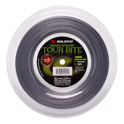 Solinco Tennissaite Tour Bite Diamond Rough 200m - Tennissaiten mit innovativer DIAMOND ROUGH Oberflächenbehandlung für verbesserten Spin und Kontrolle, ideal für ambitionierte Spieler.