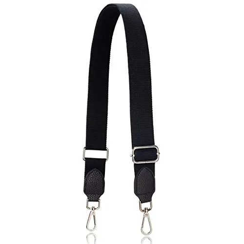 Allzedream Gurt für Handtasche Verstellbar Taschengurte Breiter Umhängetasche Ersatzgurt,Schwarz,Silber Hardware