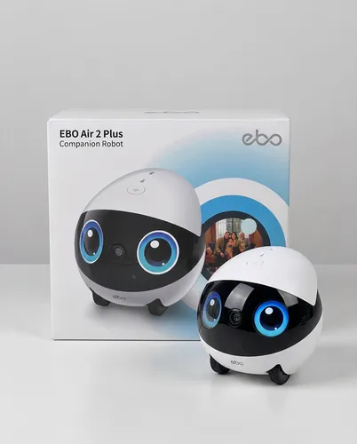 EBO AIR 2 Plus Orbit Grey – Smarte Überwachungslösung - Überwachungskamera mit 3K HD und KI-gestützter Objektverfolgung. Individuelle LED-Mimik und Zwei-Wege-Audio machen den EBO AIR 2 Plus zum interaktiven Begleiter für Familien und Haustiere.