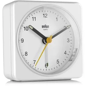 Braun Wecker BC03W weiß, analog, Quarzuhr - Analoger Wecker mit Schlummerfunktion und Crescendo Alarm. Geräuschloses Quarzuhrwerk mit nachleuchtenden Zeigern und Hintergrundbeleuchtung – ideal für einen erholsamen Schlaf.