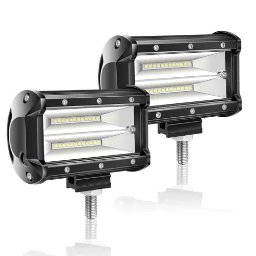Willpower 2pc LED Scheinwerfer 5‘’ 13cm 72W LED Arbeitsscheinwerfer 12V 24V Zusatzscheinwerfer Auto Flutlicht Rückfahrscheinwerfer Led Wasserdicht für Offroad Traktor SUV UTV ATV