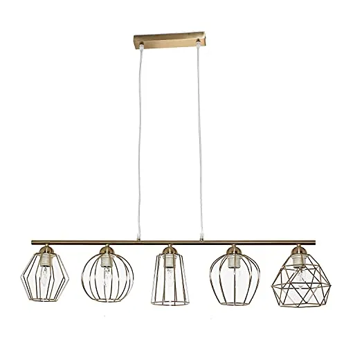 Pendelleuchte GALAXY in Messing - Moderne geometrische Drahtgestell-Leuchte, höhenverstellbar und ideal für Esstisch oder Kücheninsel. Variieren Sie den Look mit Leuchtmitteln Ihrer Wahl.