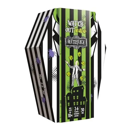 MIXD0012 - Watch Out Beetlejuice: Spannendes Würfelspiel - Gesellschaftsspiel für die ganze Familie, schlüpft in die Rolle von Geistern und versucht, Lebende zu erschrecken, bevor Beetlejuice euch überlistet!