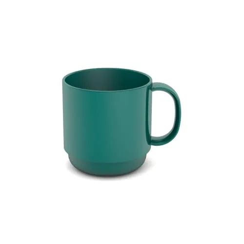 Ornamin Henkelbecher M508 Klassik Plus – 250ml Mehrwegbecher aus Kunststoff – Stapelbar, Bruchstabil – BPA-frei – Ideal für KITA, Kantine, Pflege & Camping – Made in Germany (Petrol)