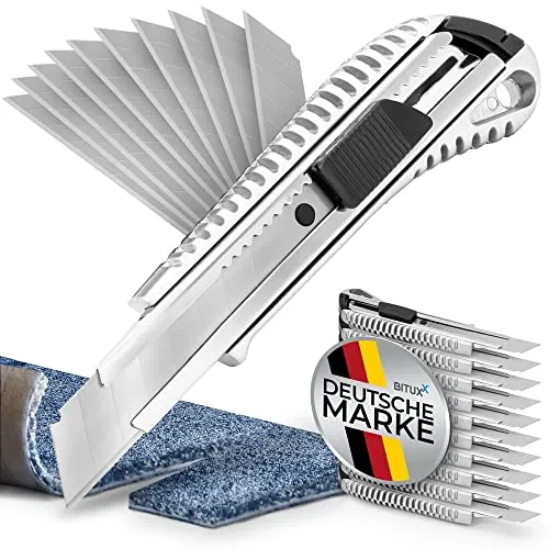 Cuttermesser Aluminium 18mm mit 1000 Klingen - Präzises Schneiden mit dem Cuttermesser aus Aluminium. Ideal für Bastel- und Handwerksprojekte, inklusive 1000 langlebigen 18mm Abbrechklingen für vielfältige Anwendungen.