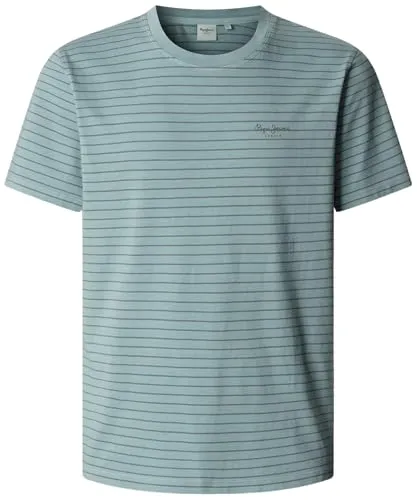 Pepe Jeans Herren Jacko Stripes T-Shirt, Blau (Dark Acqua Blue), XL