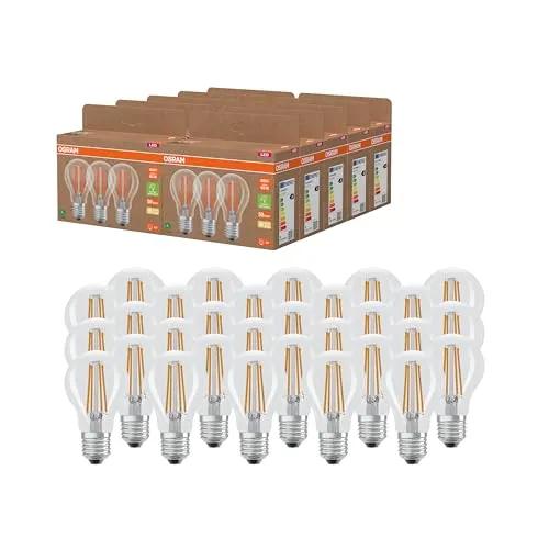Osram LED-Leuchtmittel OSRAM LED STAR Classic A60 3,8W/827 E27 – 30er Pack Warmweiß - Energieeffiziente OSRAM LED STAR Classic A60 im 30er Pack. Diese 3,8 W Lampen bieten warmweißes Licht und eine lange Lebensdauer von bis zu 15.000 Stunden – ideal für eine gemütliche Atmosphäre in jedem Raum.