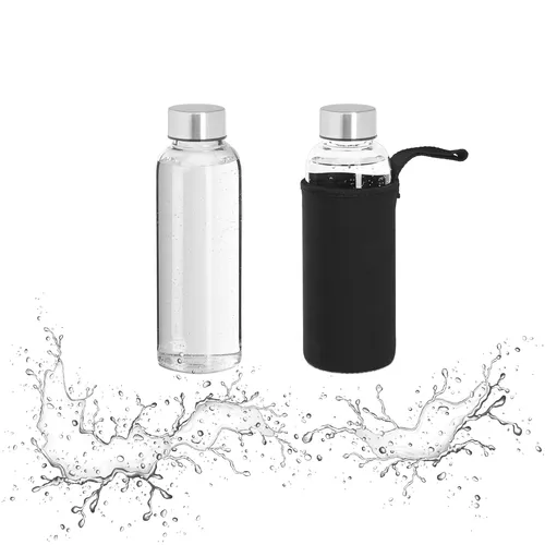 Trinkflasche glas Mehrweg Wasserflasche Borosilikatwasserflasche 360 ml leicht