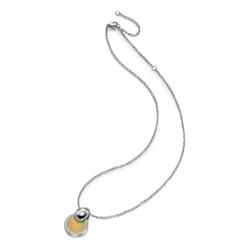 BREIL Breilogy Damenhalskette TJ1682 Runder, champagnerfarbener Anhänger weißen Kristallen- Längenverstellbar,40/50 cm