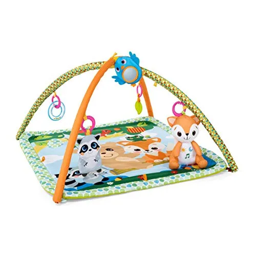 Chicco Waldzauber Baby Krabbeldecke mit Spielbogen, Multifunktionsspielbogen für Babys, 5 abnehmbaren Hängespielzeugen, Plüschfuchs, Entspannungsmusik und sanften Lichtern