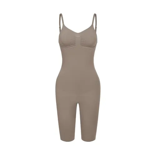 creamy fabrics Damen Figurformender Shapewear Bodysuit mit Shorts – Perfekt unter Kleidern – Starke Kompression für Bauch, Taille & Oberschenkel – Nahtlos & Verstellbare Träger