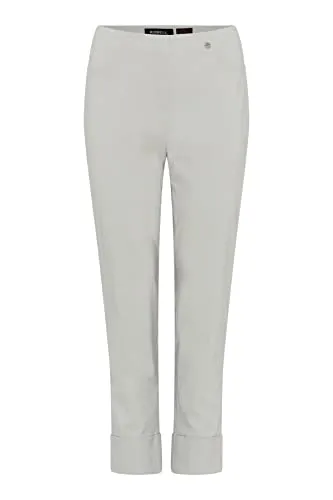 Robell Style BELLA09 – Bequeme, stretchige 7/8 Damenhose, Gerade geschnittenes Bein mit Aufschlag und Gesässtaschen, Bitte eine Größe Kleiner bestellen, Farbe Creme Größe 46
