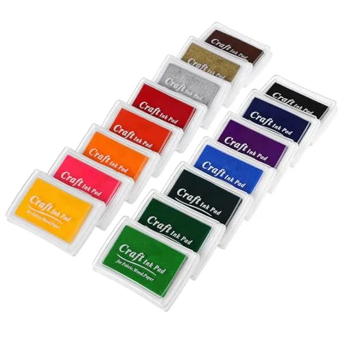 Produktbild Kesote Stempelkissen Set, 15 Farben Stempelfarbe Stempel Tinte für Kinder Papier Handwerk Stoff Fingerabdruck Scrapbook Malerei