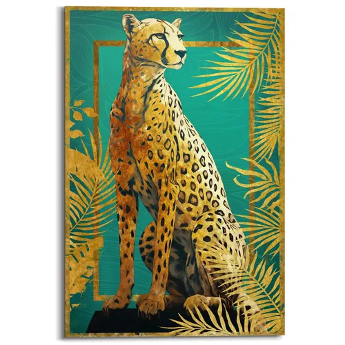 Bild CHEETAH - Modernes Wandbild mit Schwebeeffekt - Sonstige Wanddekoration, hochwertiger Papierdruck auf MDF mit integriertem Galerie-Aufhängesystem für einfache Wandmontage und brillanten Farben.