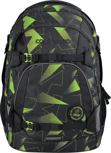 coocazoo Schulrucksack Mate Lime Flash - Ergonomischer, höhenverstellbarer Tornister mit 30 Litern Stauraum, optimale Sichtbarkeit durch Reflexionselemente und LED-Lichtbefestigung