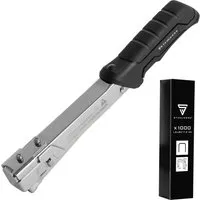 STAHLWERK Hammertacker Profi-Tacker mit 1000 Tackerklammern in silber von STAHLWERK