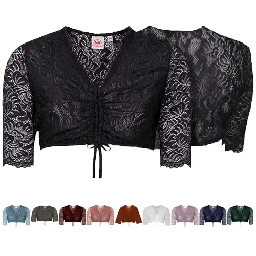Spieth & Wensky Ansbach-Dirndlbluse 1/2 Arm - 36 - Dirndlbluse für Damen mit schickem V-Ausschnitt und Raffung, ideal für jede Tracht und ein echtes Highlight bei Festen!